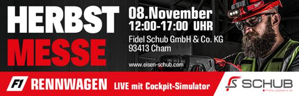 Schub Herbstmesse am 08. November, 12:00 bis 17:00 Uhr in Cham. F1-Rennwagen live mit Cockpit-Simulator.